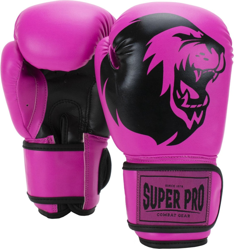 Guantes de boxeo Super Pro Combat Gear Talent (kick) rosa negro 10oz