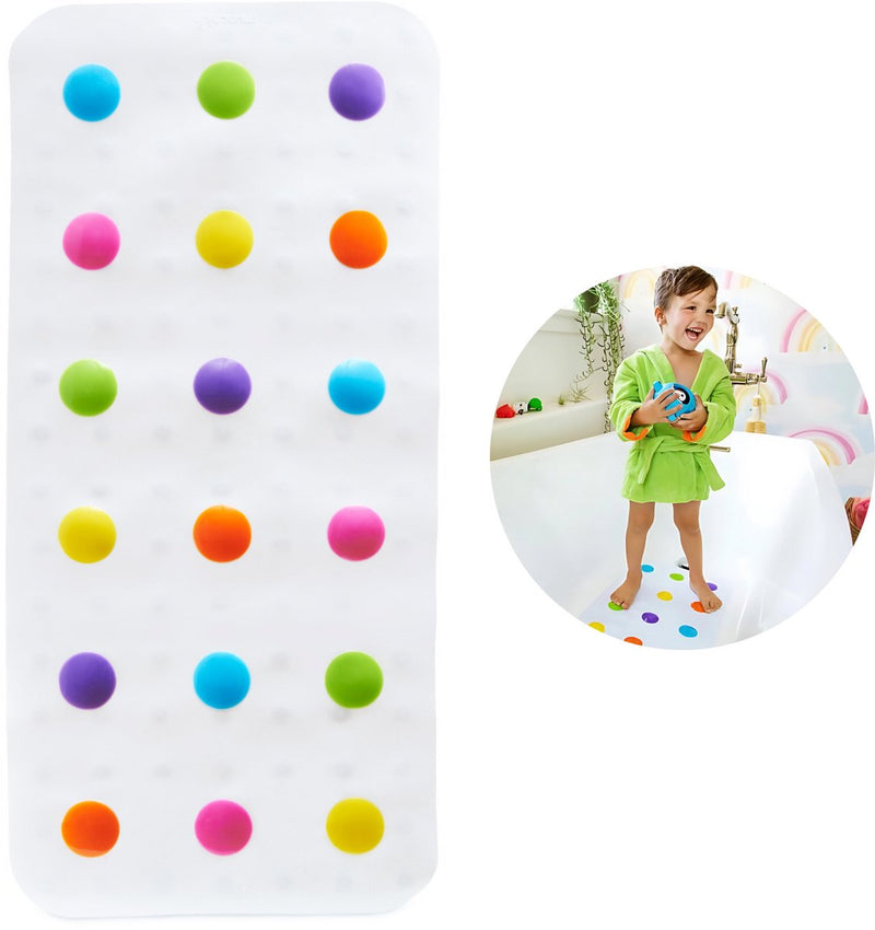 Tappetino da bagno antiscivolo Munchkin - tappeto doccia - tappetino da bagno con pois per bambini - per bagno e doccia - tappetino antiscivolo - 77 x 35 cm
