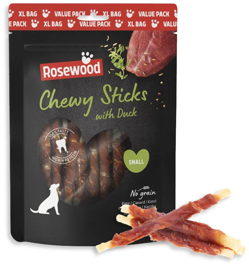 Palitos masticables de palisandro para perros snack pato pequeño - palitos masticables de piel de vaca - paquete económico 500 g - sin cereales - sin aditivos artificiales