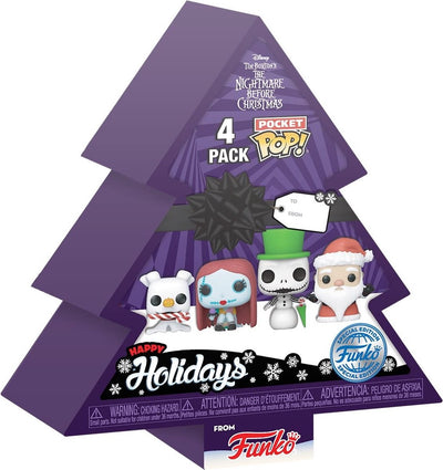Funkopop! Disney NBX - Confezione da 4 Pocket Pop - Esclusiva per le vacanze natalizie sull'albero