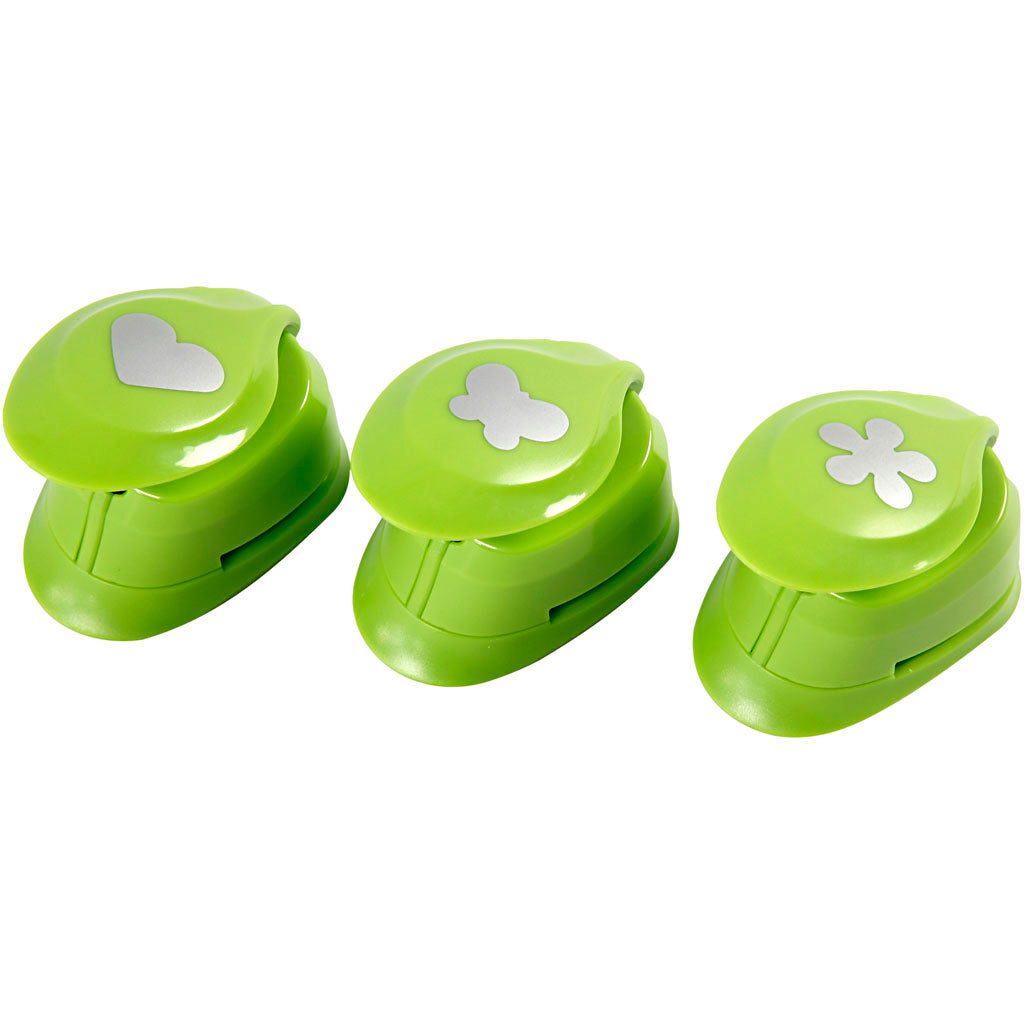 Set perforatori Creativ Company, fiore, farfalla, cuore, misura 25 mm, 3 pezzi 1 scatola