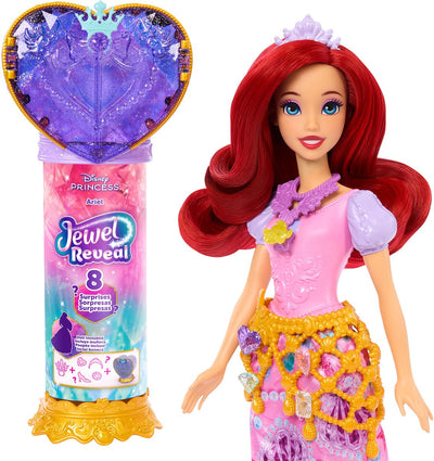 Mattel Disney Princess Jewel Reveal - Muñeca de moda Ariel con 8 sorpresas
