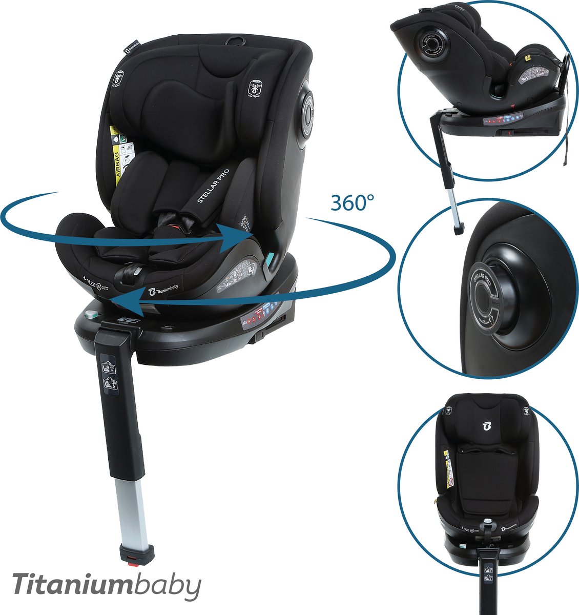 Titanium baby Titanium baby stellar pro i-size girevole a 360 gradi nero