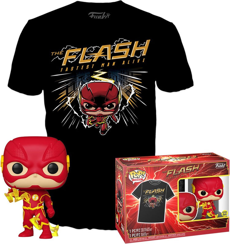 Funko el flash - ¡pop! Tee Box Conjunto de camiseta con figura coleccionable de Flash - L - Negro