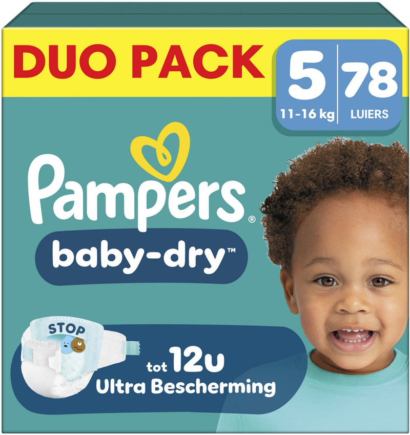 Pampers baby-dry talla 5 - 78 pañales - 11kg-16kg - noche cómoda hasta 100% libre de fugas