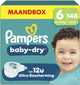 Pampers baby-dry maat 6 - 148 luiers - 13kg-18kg - maandbox
