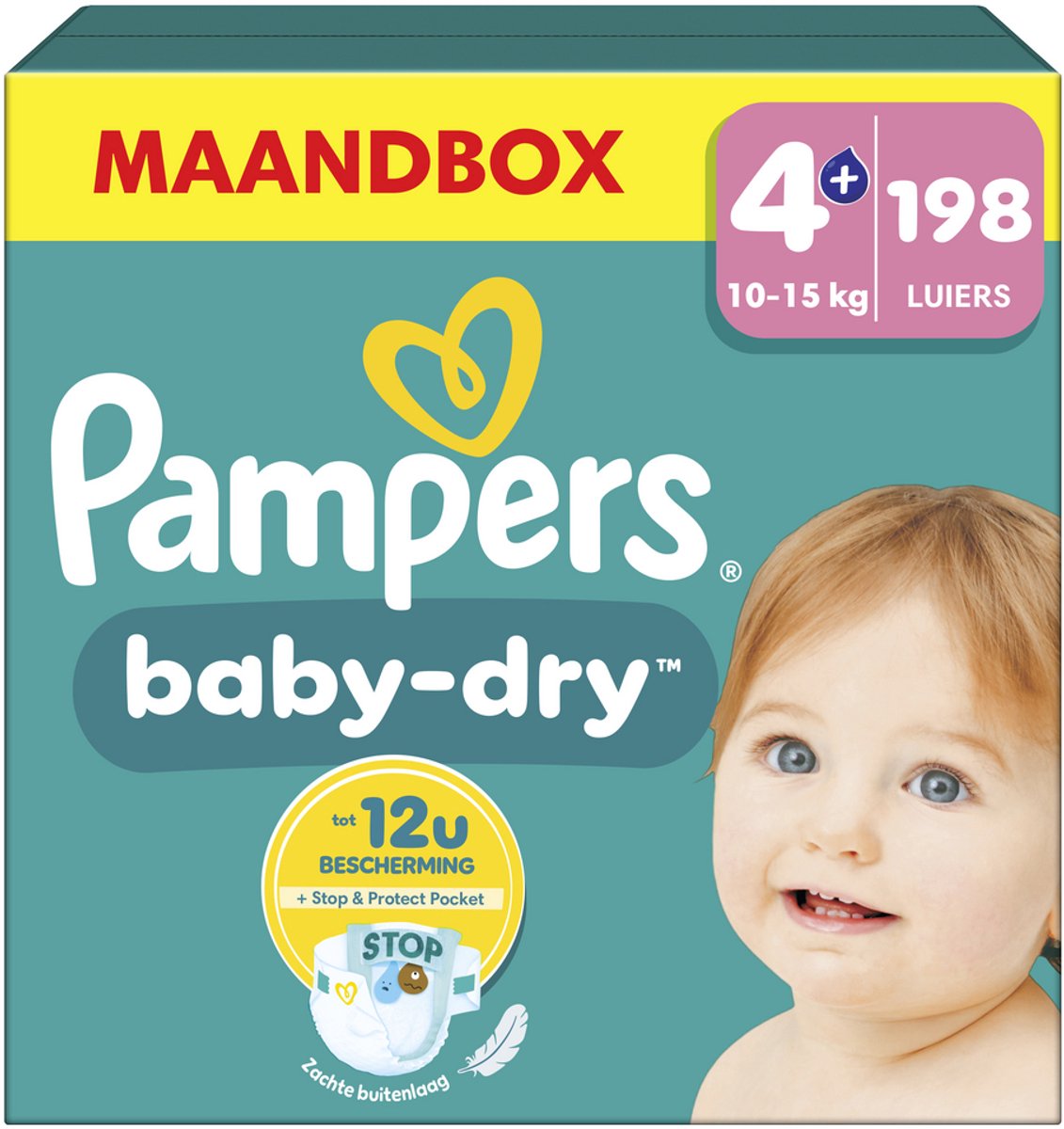 Pampers baby-dry maat 4 - extra absorptie - 198 luiers - 10kg-15kg