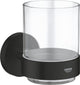 Bicchiere Grohe Quickfix Start con supporto - vetro metallo - nero opaco