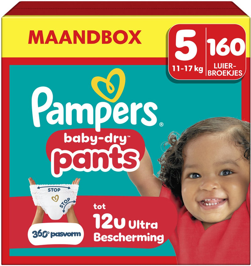 Pampers baby-dry pants pantalones de pañales talla 5 - 160 pantalones de pañales - 11kg-17kg - caja mensual