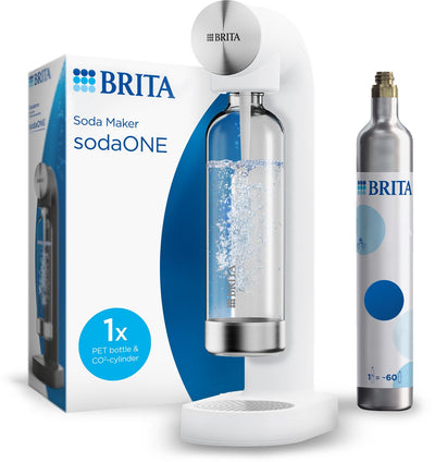 Brita sodaone bruiswatertoestel wit - met 1 co2-cilinder en 1 soda fles