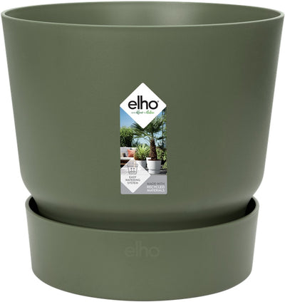 Elho greenville rond 55 - grote bloempot voor buiten met waterreservoir - 100% gerecycled plastic - ø 55 x h 50 cm - blad groen