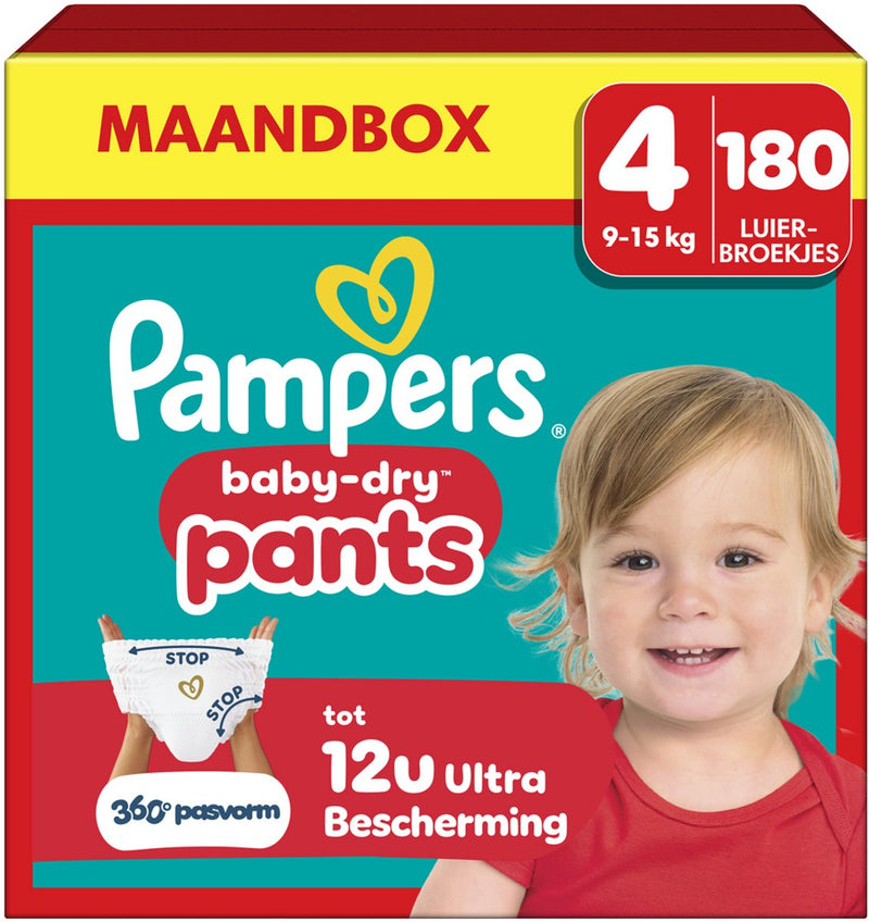 Pampers baby-dry pants pantalones de pañales talla 4 - 180 pantalones de pañales - 9kg-15kg - caja mensual