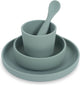 Jollein - set stoviglie per bambini 4 pezzi (verde cenere) - silicone - stoviglie per bambini, posate per bambini - 6-18 mesi