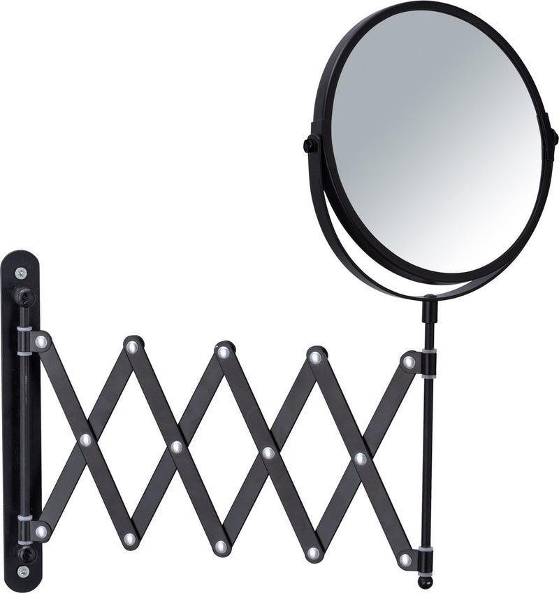 Specchio da barba Wenko da parete esclusivo ø17 cm bifacciale telescopico nero ingranditore 3x - specchio da bagno - specchio da trucco modello da parete allungabile - specchio ingranditore - specchio cosmetico con braccio a armonica