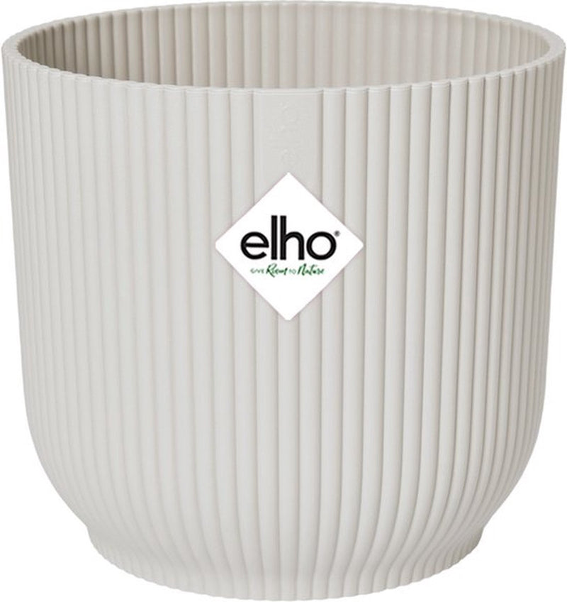 Elho vibes fold round 14 - macetero de interior - 100% plástico reciclado - ø 14,1 x h 12,9 cm - blanco seda