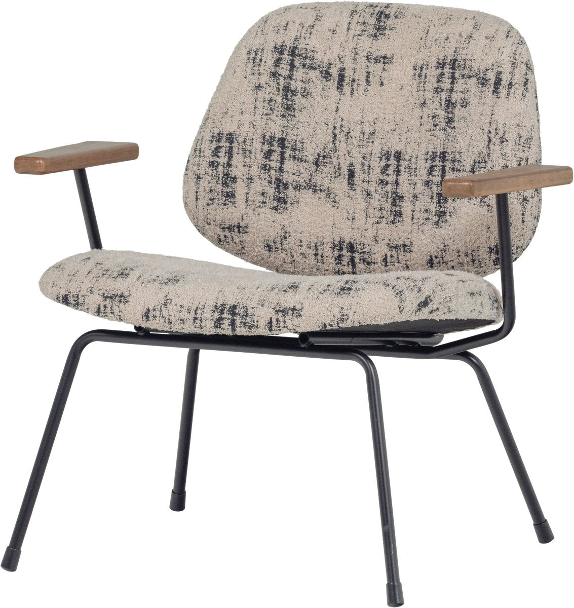 Woood aure fauteuil - chenille stof - beige zwart - 69x69x64