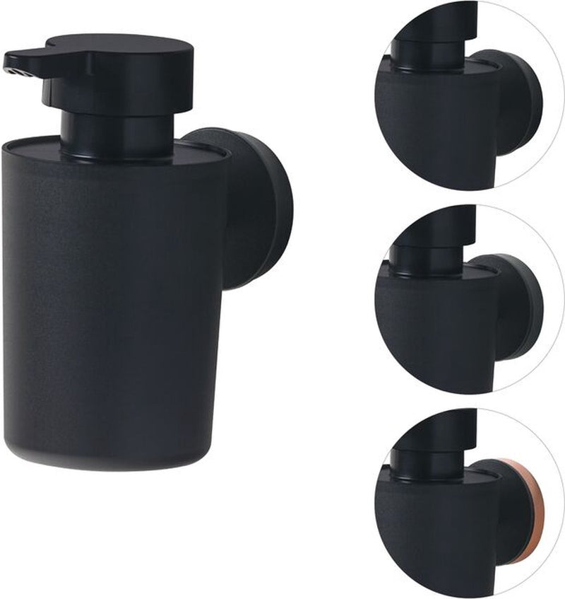 Tiger urban - dispenser di sapone a parete da 180 ml - senza forare né incollare - nero