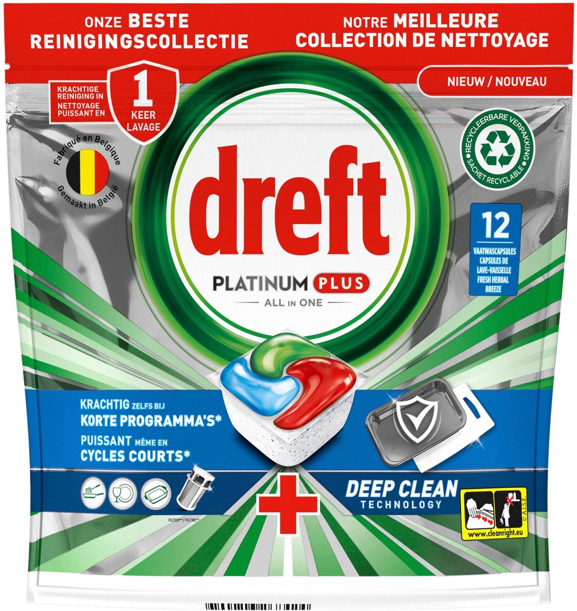 Dreft platinum plus vaatwastabletten deep clean (12 tabletten)