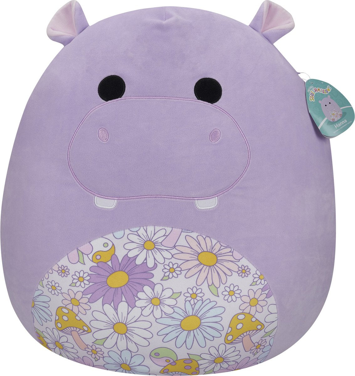 Squishmallows Hanna - ippopotamo viola con pancia floreale peluche 50 cm