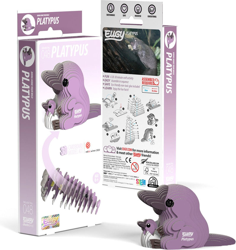 Puzzle 3d Eugy - ornitorinco - animali marini - sostenibile - collezionali tutti - 6 anni