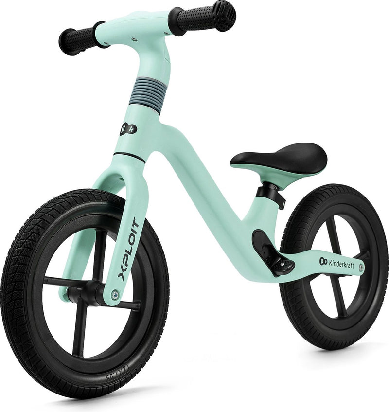 Kinderkraft xploit Balance Bike - per bambini da 80 cm - manubrio e sella regolabili, ruote in PU e poggiapiedi magnetici - turchese