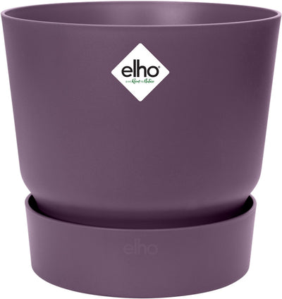 Elho greenville rond 30 - grote bloempot voor buiten met waterreservoir - 100% gerecycled plastic - ø 29.5 x h 27.8 cm - vintage pruim