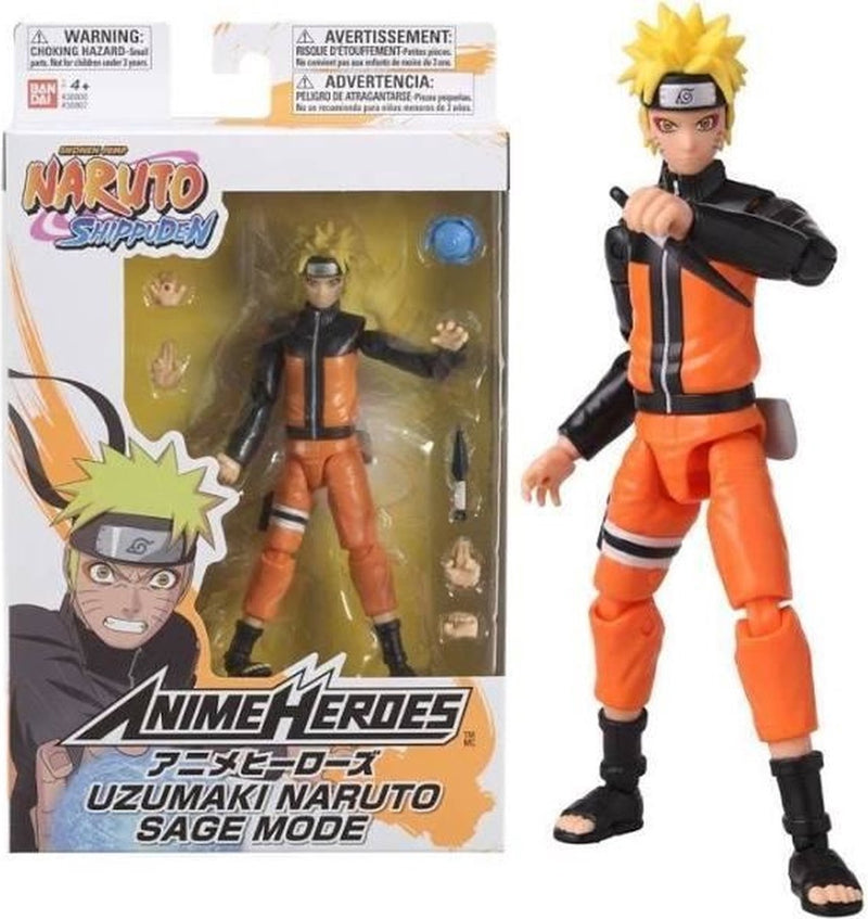Bandai - anime heroes - figura de naruto uzumaki en modo ermitaño (modo sabio) - naruto shippuden - figura de acción anime heroes manga 17 cm - figura de acción de naruto - juguete niño 4+ - 36907