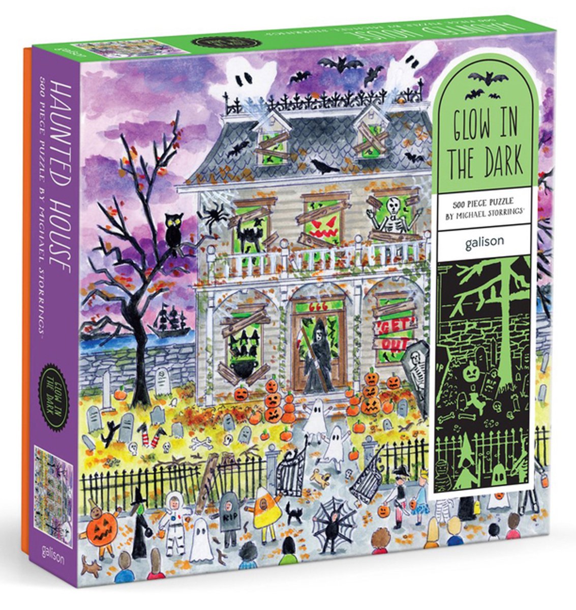 Michael storrings haunted house 500 piece glow in the dark puzzle