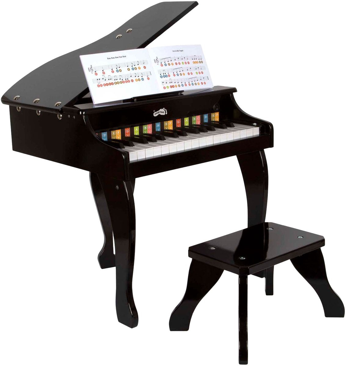 Piano de madera de madera de pie pequeña piano negro