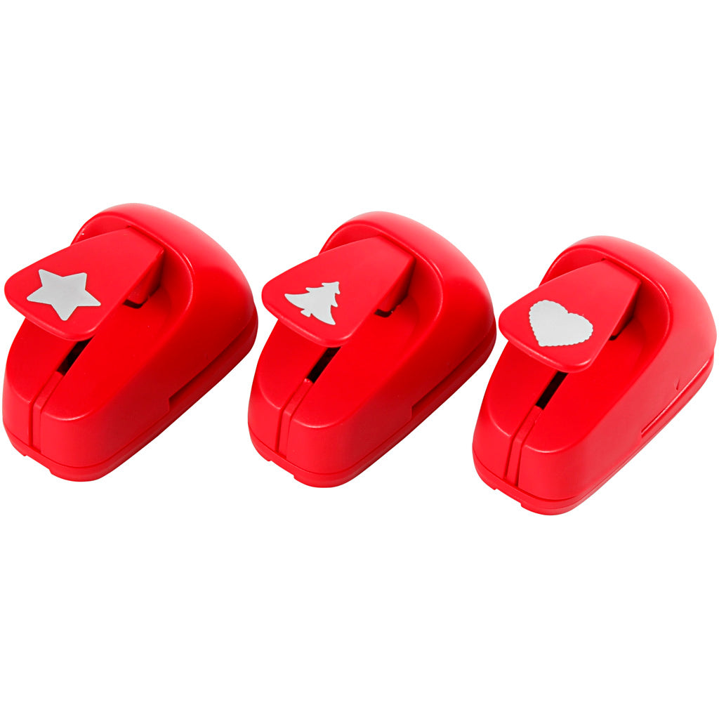 Ponsen, ster, hart, kerstboom, afm 16 mm, rood, 3 stuk 1 set