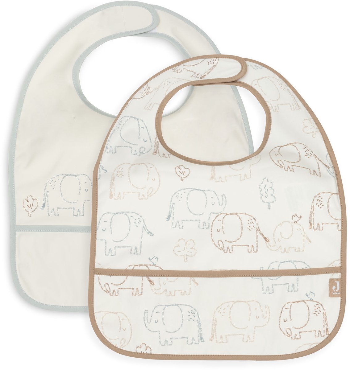 Bavaglini Jollein impermeabili - 2 pezzi - 30 cm - Storie di elefanti