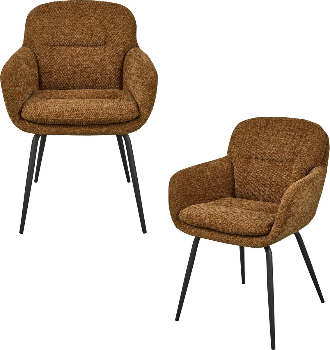 Woood runa eetkamerstoelen - polyester - caramel bruin geel -set van 2