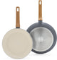 Juego de sartenes Greenpan essence 2 piezas - 26 30cm - revestimiento antiadherente sin pfas - juego de sartenes de inducción - sartén de cerámica - apta para horno hasta 160°c - mangos efecto madera - mangos fríos - gris