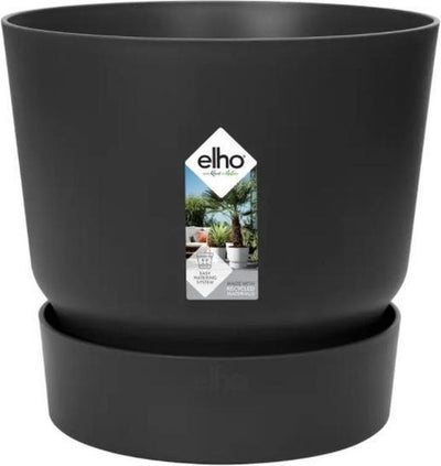 Elho greenville rond 47 - grote bloempot voor buiten met waterreservoir - 100% gerecycled plastic - ø 47 x h 44 cm - living black