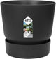 Elho greenville round 47 - large outdoor flower pot with water reservoir - 100% recycled plastic - ø 47 x h 44 cm - living black