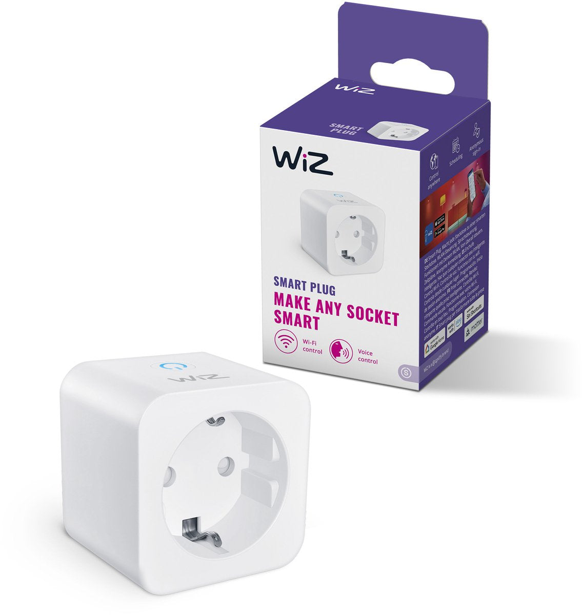 Enchufe inteligente Wiz - fácil control mediante aplicación - enchufe tipo f - Wi-Fi - materia certificada
