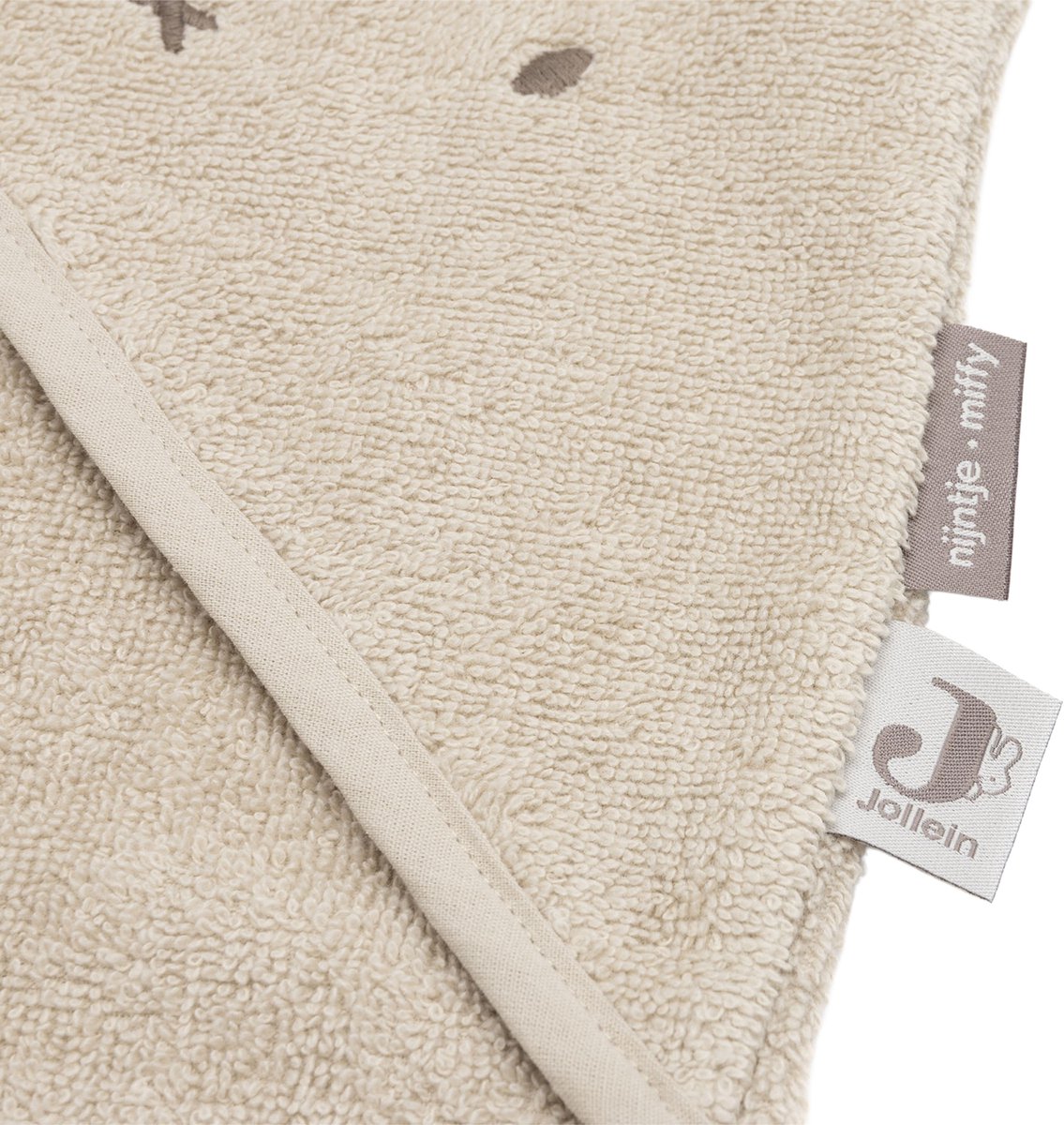 Jollein bath cape baby - jersey terry cloth - 75x75 cm - miffy warm - sand