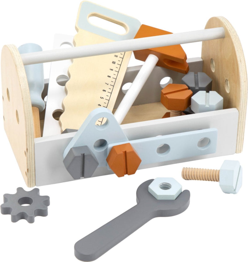 Caja de herramientas de madera Tryco - caja de herramientas de madera - juego de rol y desarrollo motor - juguetes de madera - a partir de 24 meses niños y niñas