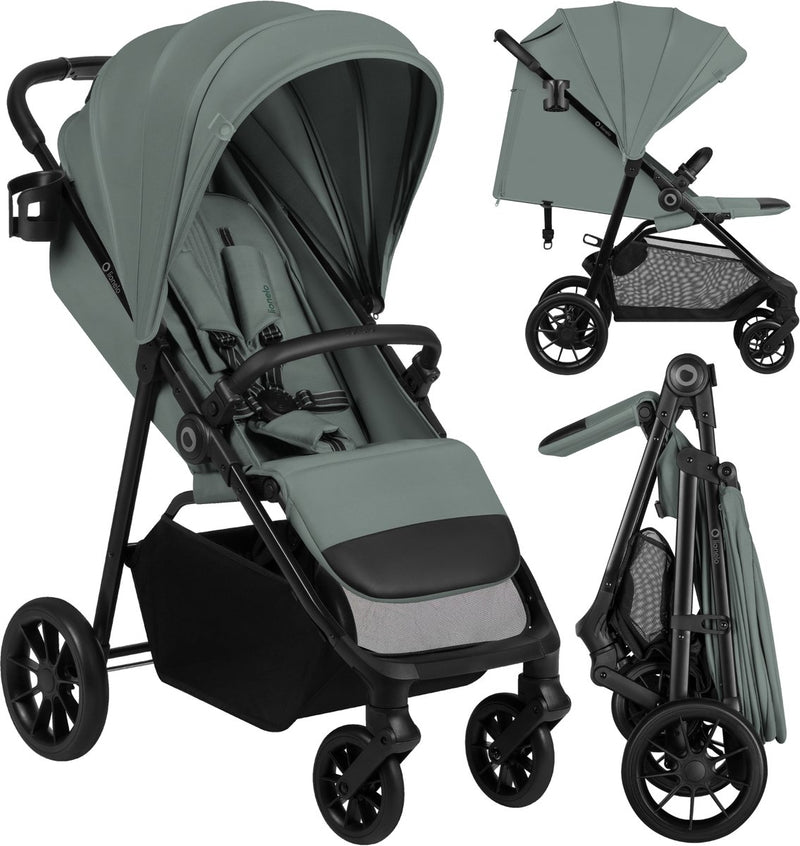 Passeggino Lionelo Emerald Buggy - comoda posizione sdraiata 91 cm - leggero pieghevole con una sola mano - adatto da 6 mesi a 4 anni - capottina XXL UPF50+ - ruote EVA con cuscinetti con sospensione - incluso portabicchieri