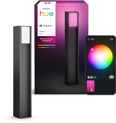 Philips Hue Turaco high pedestal lamp - garden lighting - anthracite gray - IP44 - white and colored light - 1100 lumens - control via our app or with your voice - compatible with matter