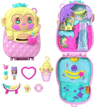 Set de juego compacto con mono de piña de Polly Pocket