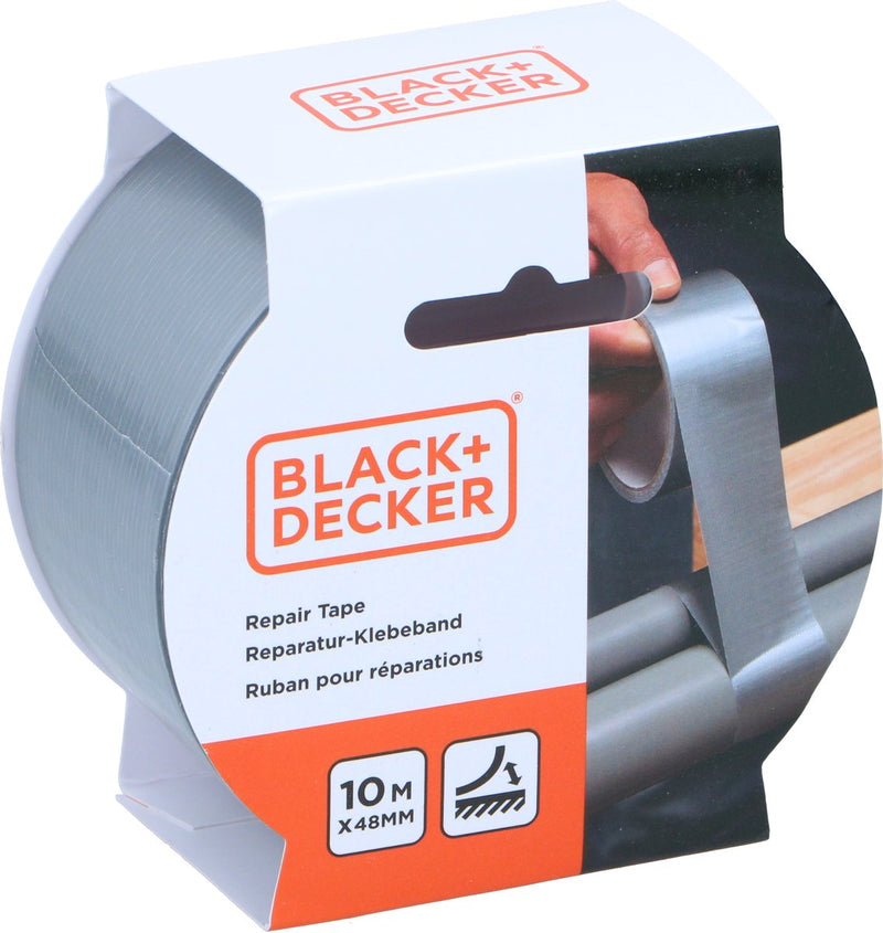 Nastro di riparazione Black+decker 48 mm x 10 m - nastro di riparazione per riparazioni e fissaggio - grigio