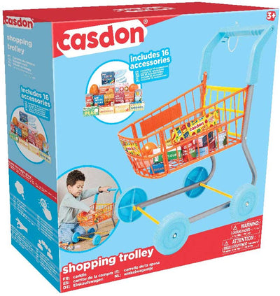 Carrito de la compra de juguete Casdon: carrito de la compra colorido para niños.