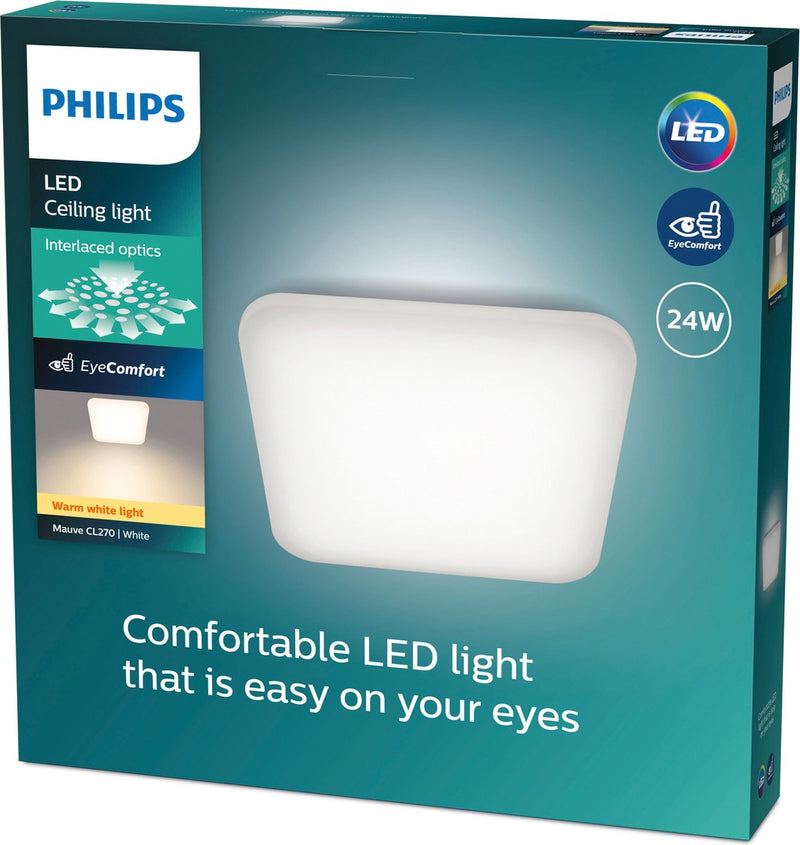 Philips Plafón LED Philips malva blanco 2700k 24w