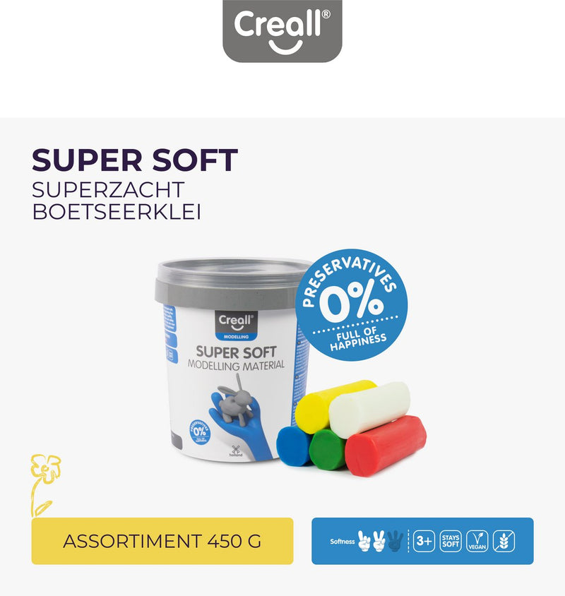 CREALL SINSOFT CLAY 5 COLORES, 450GR.