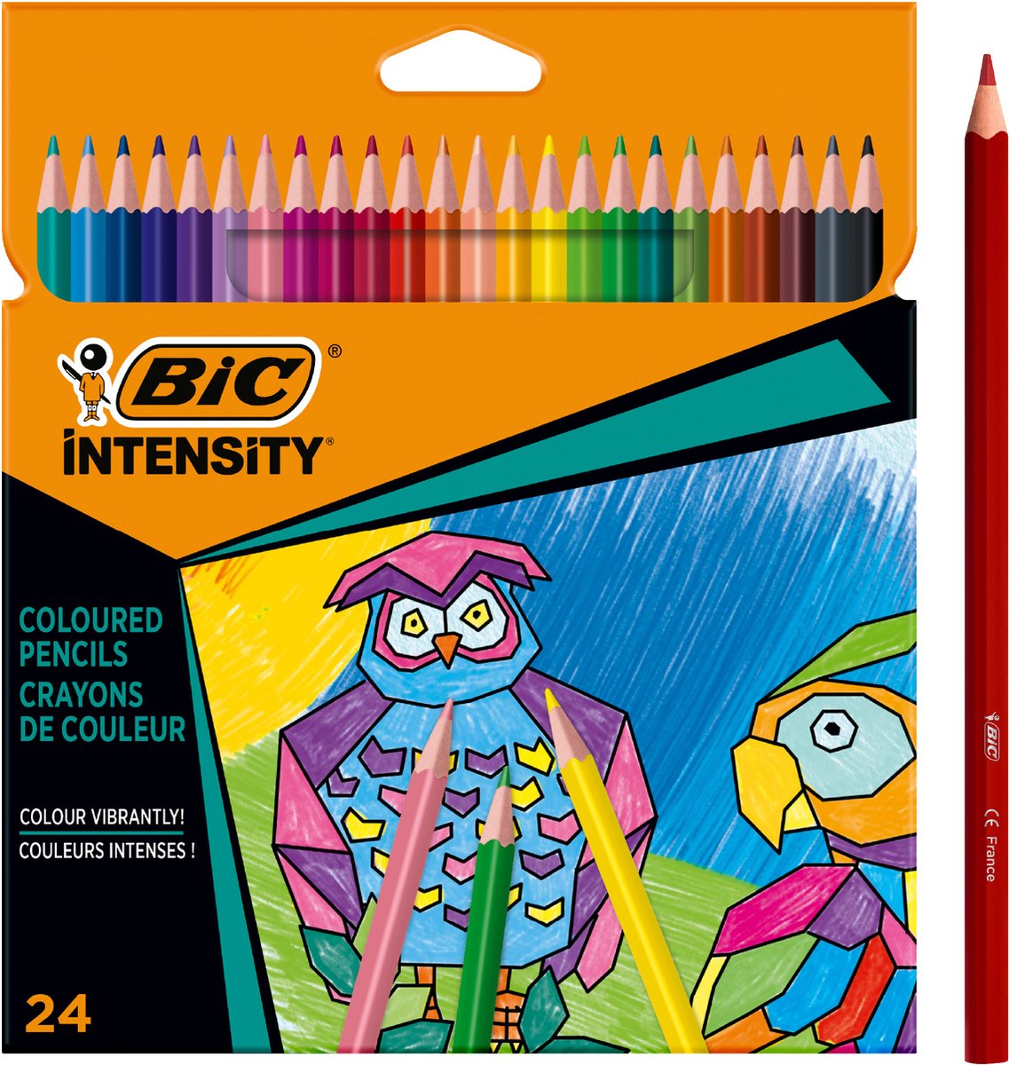 Matite colorate Bic intensità per disegnare e colorare - bambini e adulti - colori diversi - matita - 24 pezzi