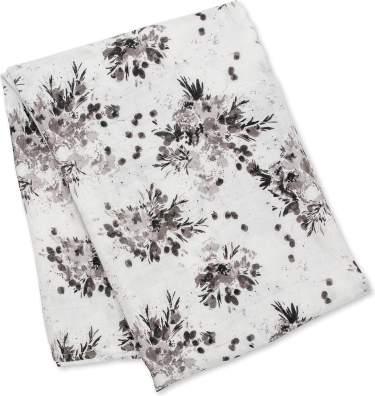 Lulujo - panno idrofilo - swaddle - bambù - 120x120 cm - floreale nero