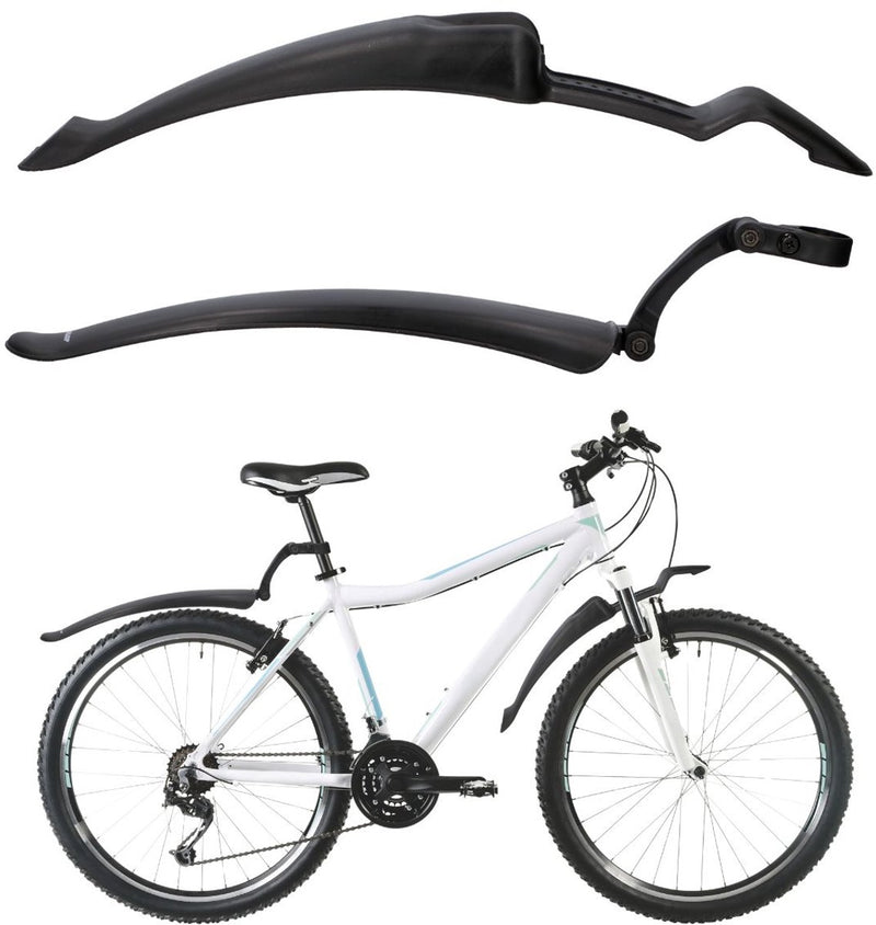 Juego de guardabarros Dunlop 2 piezas - guardabarros de bicicleta 24 26 - guardabarros trasero y guardabarros delantero ajustable - adecuado para bicicletas de montaña, bicicletas urbanas y bicicletas eléctricas - con material de montaje - negro