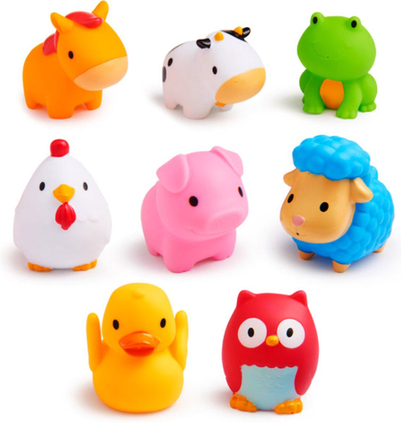 Juguetes de baño Munchkin - chorros de agua de la granja del baño - amigos del baño de la granja - por 8 piezas - a partir de 9 meses