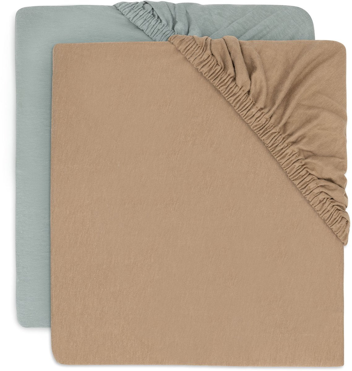 Jollein baby - sábana ajustable jersey 60x120cm - cuna - algodón suave - 2 piezas - galleta verde mar